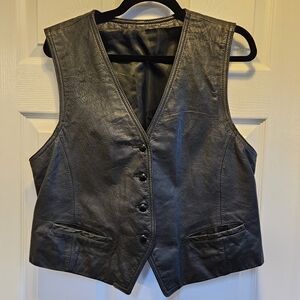 Classic Black Leather Vest